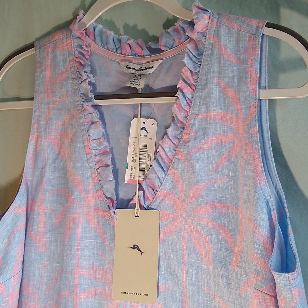 Vacation-Ready!  NWT Tommy Bahama Two Palms L  linen dress - Picture 2 of 16